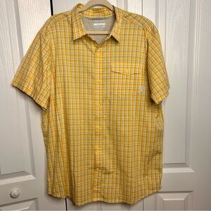Columbia Mens Shirt XL Pocket Omni-Wick Yellow Collared Button Down Fishing